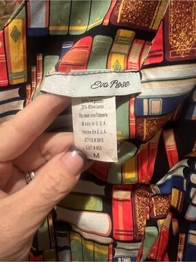 Eva Rose Women's Multi-Color Printed Book-Pattern Dress - Green/Red/Blue